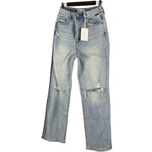 Cello Women Size 11/30 Jeans Super High‎ Rise  Dad Jean Straight Distressed NWT